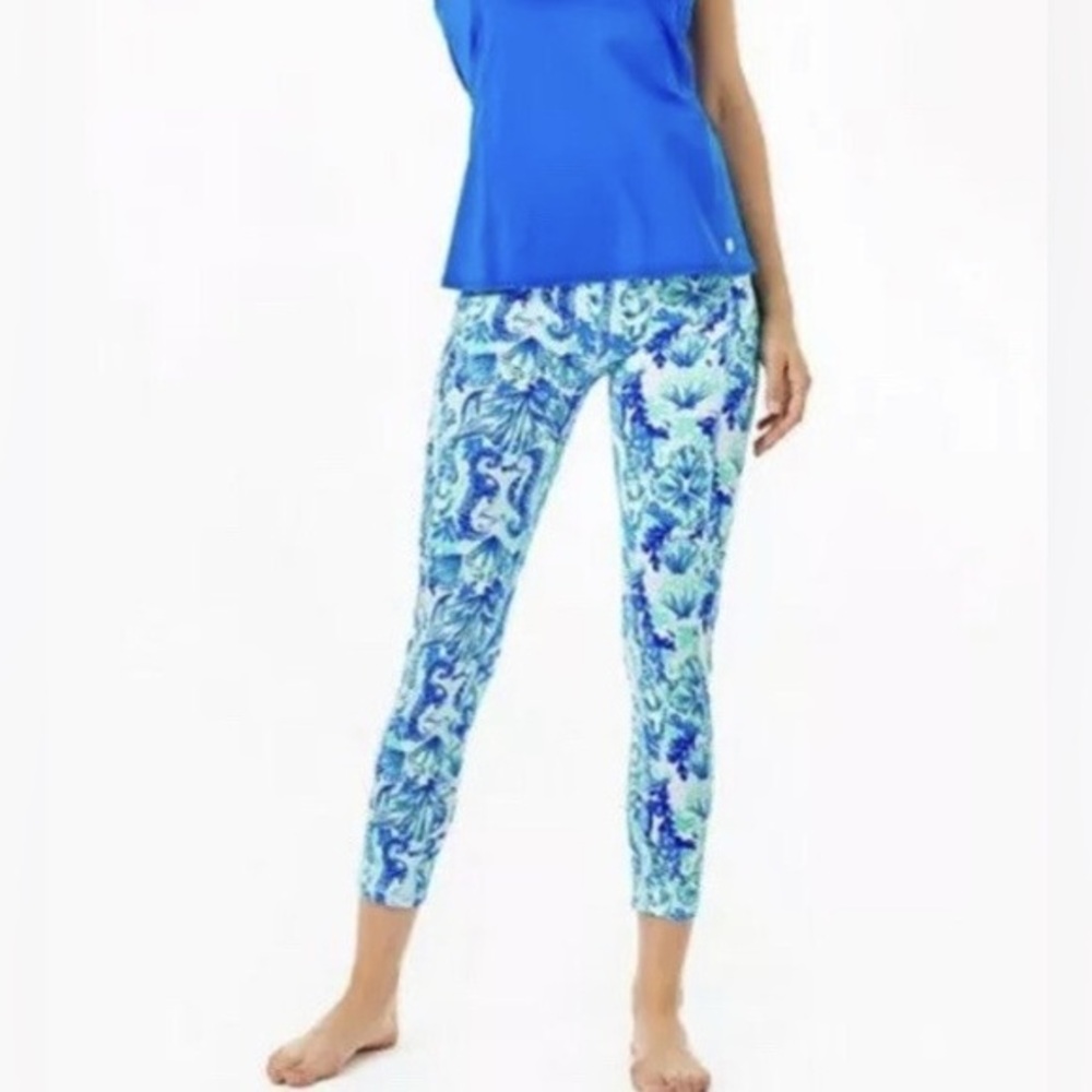 Lilly Pulitzer LUXLETIC UPF Weekender High Rise Midi Leggings size XXS in Aqua